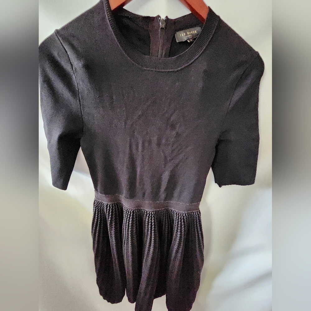 Ted Baker Black Midi Dress. Size 2 (Medium)